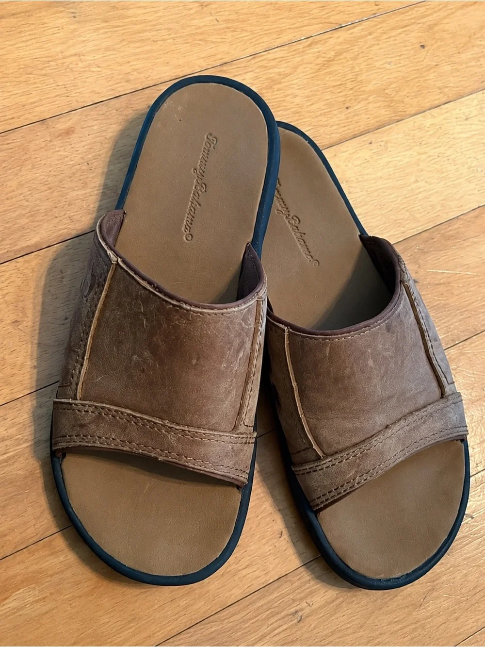 Tommy Bahama Men’s Seawell Leather Slide Sandals Brown Size 9